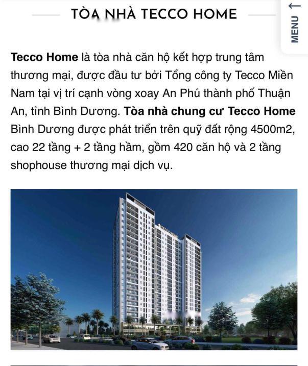 Sở Hữu Ngay Nhà Chung Cư Tecco Home, 2 Phòng Ngủ, 63 M2, Giá 1.4 Tỷ Tại Thuận An - Bình Dương