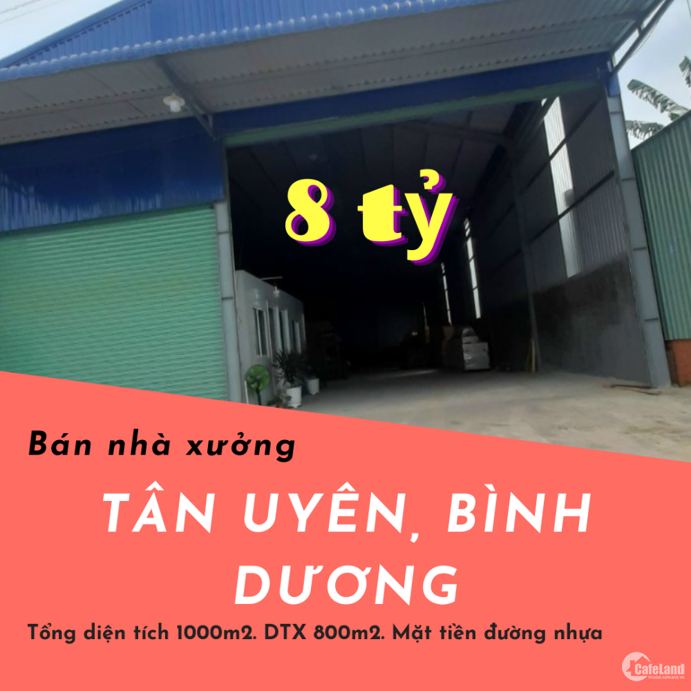 Bán Kho Xưởng Tại Vĩnh Tân, Tân Uyên. Tổng Diện Tích 1000M2. Dtx 800M2.