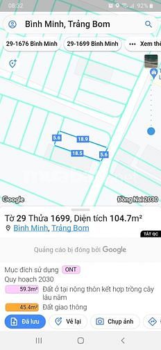 Trảng Bom, Tp Đồng Nai 5*20M 700Tr