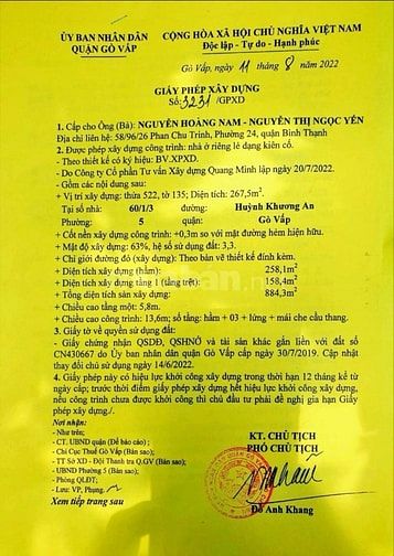 Bán Lô Đất Lớn Trường Đh Công Nghiệp (17X16) 60/1 Huỳnh Khương An P5 G