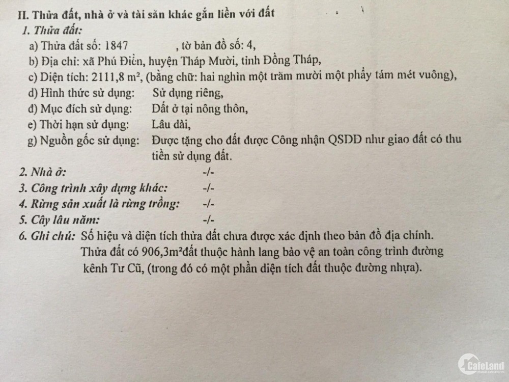 Cần Bán: 20M Ngang Đất Thổ Cư. Dài 40M Mặt Tiền Lộ Nhựa.