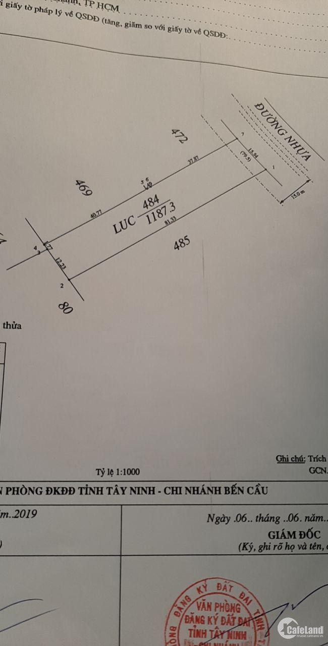 Chính Chủ Bán 1200M2 Đất Mặt Tiền Bến Cầu Tây Ninh 1.2Tr/M2