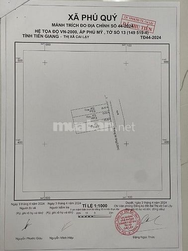 Bán Đất Cai Lậy, Tiền Giang. 29,5M X 45M= 1335M, Đ3M, H.đ, Sh, 1,85 Tỷ