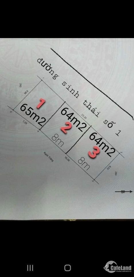 Bán Nền Mặt Tiền Đường Sinh Thái Số 1, Dt: 191M2 (23,4X 8,96/8)