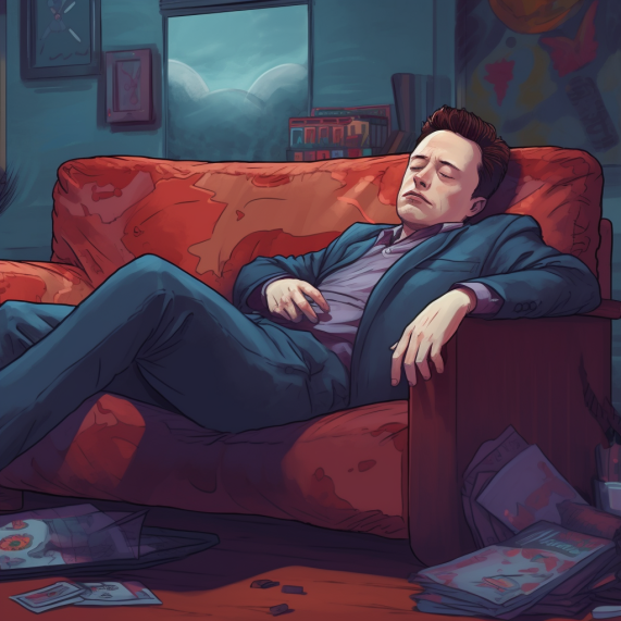 Elon Musk Sleeping on Couch