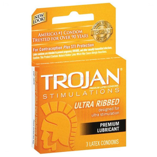 TROJAN ULTRA RIBBED 6/3CT