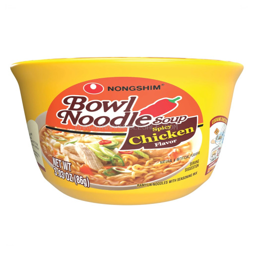 NONG SHIM BOWL NOODLE SPICY CHICKEN 12 CT