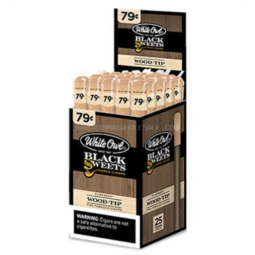 WHITE OWL BLACK SWEETS WOOD-TIP UP 25 CT