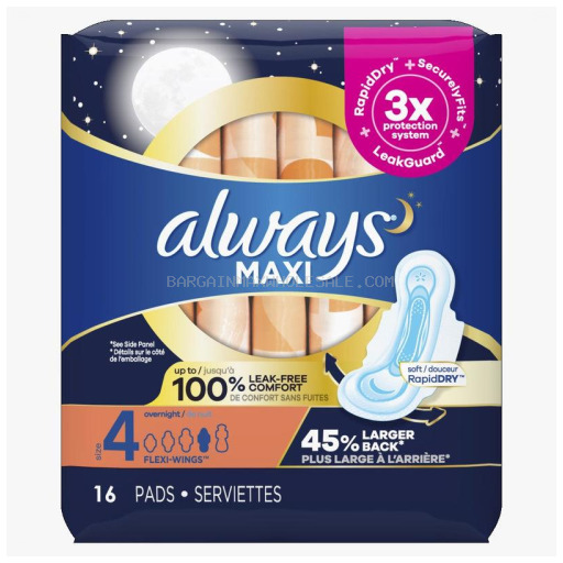 08006540530771 ALWAYS MAXI NIGHT W/WINGS 12/16 CT - Image 1