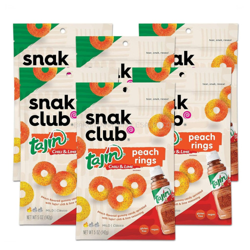 SNAK CLUB PEACH RINGS 6CT