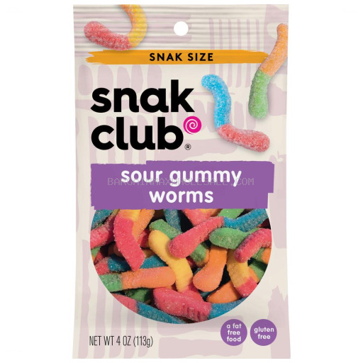 SNAK CLUB SOUR GUMMY WORMS 12CT