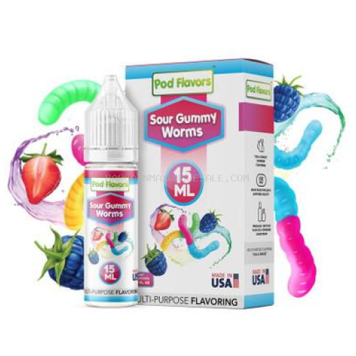 POD JUICE SOUR GUMMY WORMS 15ML 10CT