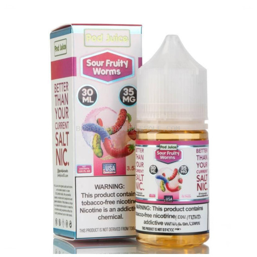 POD JUICE SOUR GUMMY WORMS 30ML 10CT