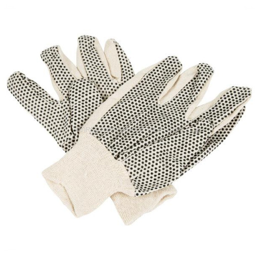 GLOVES-DOTTED PALM BLACK 12CT