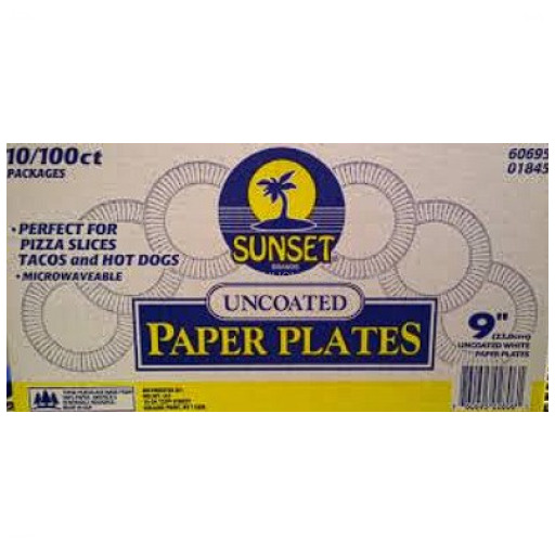 SUNSET PAPER PLATES 9' 10/100 CT
