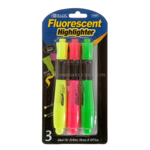 HIGHLIGHTERS W/GRIP 3PC