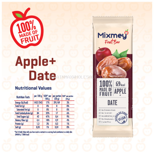 8681038619000 MIXMEY FRUIT BAR APPLE DATE 24/20 GM - Image 1