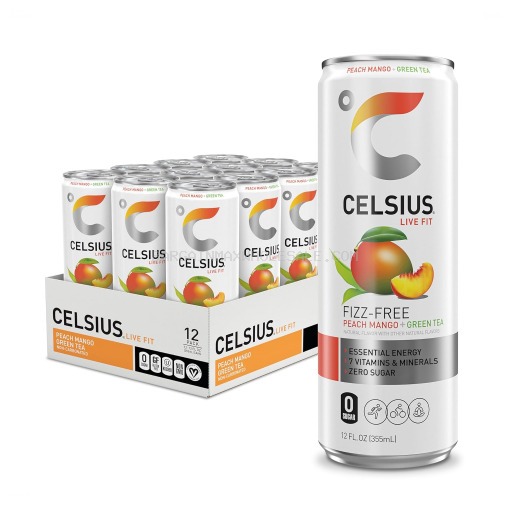 CELSIUS PEACH MANGO GREEN TEA 12/12OZ