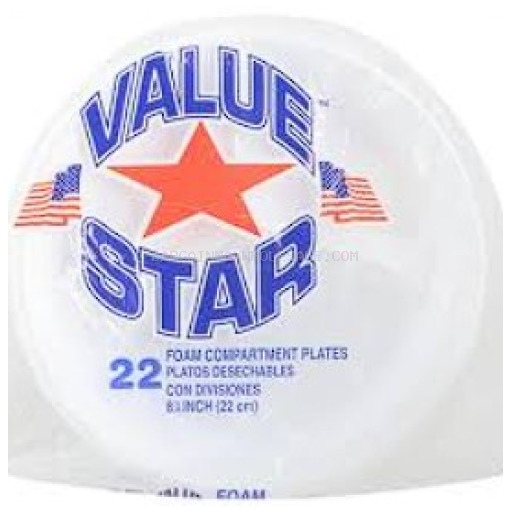 STAR FOAM PLATE  12/25CT