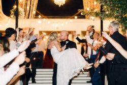 Sparkling champagne tower at Kerri and Mario's sophisticated wedding in Batavia Illinois