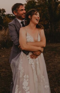 Kyra and Matt's fairytale fall wedding at Prairie Oak Lodge in Marion Iowa with purple and lavender decor
