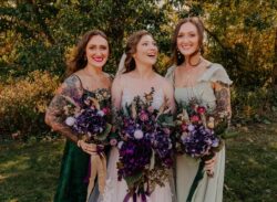 Beautiful fall wedding with plum purple and lavender color palette at Prairie Oak Lodge Marion Iowa