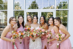 Pink wildflower themed wedding at Bella Sala in Tiffin Iowa