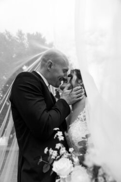 Wedding celebration at the Amana Colonies Iowa with couple dancing under lights