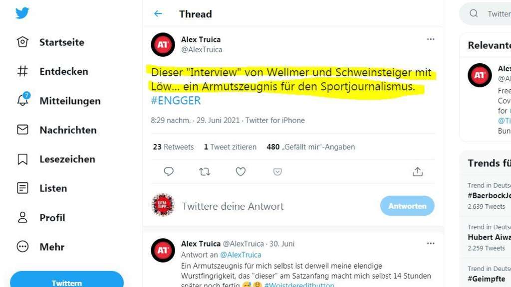 Sportjournalist Alex Truica kommentierte zum Löw-Interview: „Ein Armutszeugnis für den Sportjournalismus“. Sportjournalist Alex Truica kommentierte zum Löw-Interview: „Ein Armutszeugnis für den Sportjournalismus“.