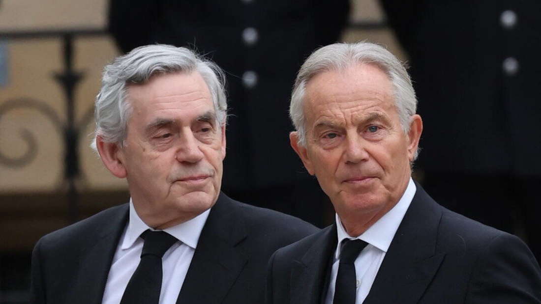 Die Ex-Premierminister Gordon Brown und Tony Blair.