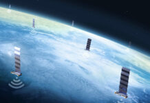 Starlink-Satelliten: Eine Illustration des Starlink-Satellitennetzes von SpaceX.