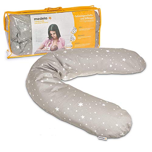 41bpt5yv5ol-_sl500_ Medela cojín de embarazo y lactancia - Con relleno de microesferas de EPS, para el confort desde el embarazo hasta el parto y más allá, en gris con estrellas