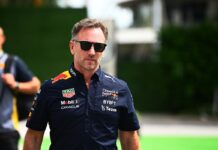 Christian Horner, Team Principal, Red Bull Racing, talks to Dietrich Mateschitz