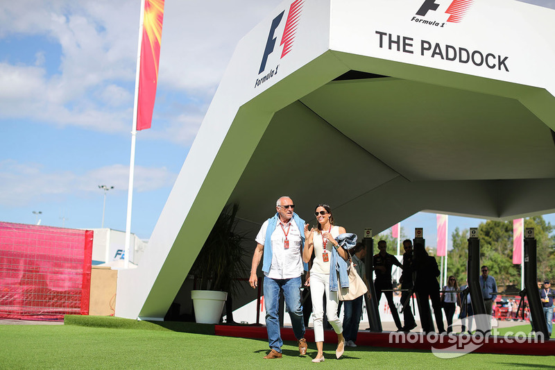 Dietrich Mateschitz, CEO and Founder of Red Bull at the Paddock gates