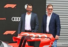 Oliver Hoffmann, Jefe de Desarrollo Técnico de Audi Sport GmbH, con Markus Duesmann, Presidente del Consejo de Administración de Audi AG