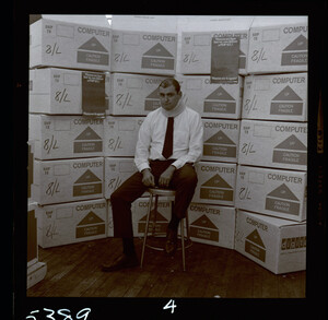 Nick Mazzarese with PDP-8/L shipping cartons