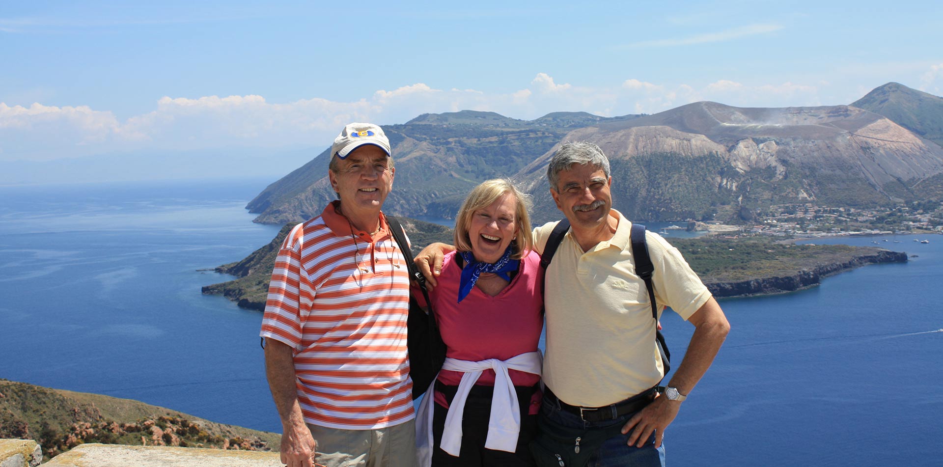 Couple with Classic Journeys Guide Sergio in Aeolian Islands of Sicily