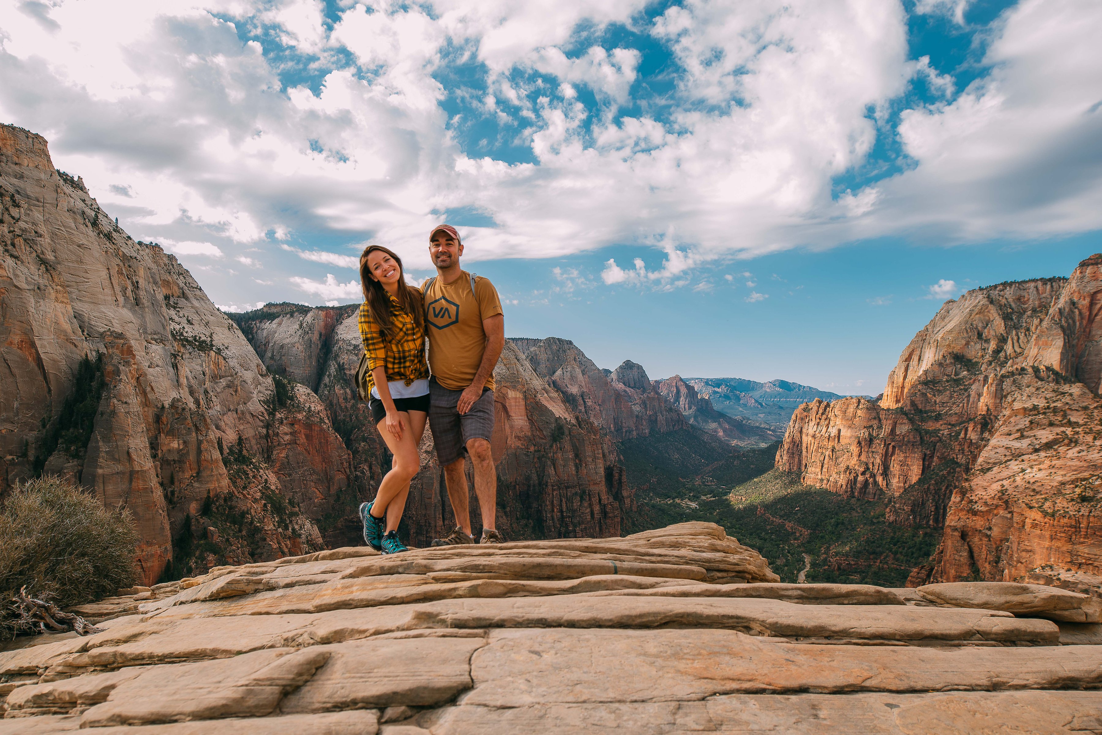 Man and woman hiking in Zion National Park