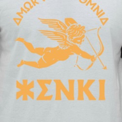 Enki Eye Wear Cherub Greek Brand Logo Raglan T Shirt