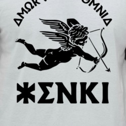 Enki Eye Wear Glasses Cherub Greek Brand Logo Raglan T Shirt