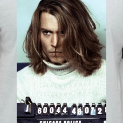 Johnny Depp Celebrity Mugshot Vintage Grunge Look Fan Raglan T Shirt