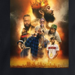 Nipsey Hussle Collage Tribute Cityscape Music Fan Crewneck Sweatshirt