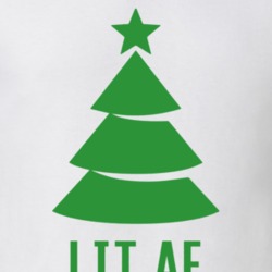 Lit Af Funny Christmas Tree Holiday T Shirt