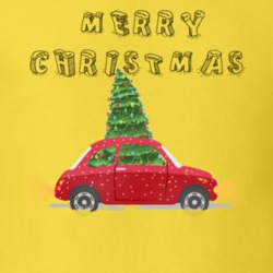 Merry Christmas Red Car With Tree Cool Tshir T Shirt