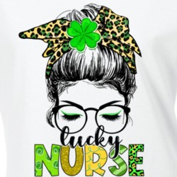 St Patrick's Day Lucky Nurse Nurselife Shamrock Clover Leaf Trend Ladi