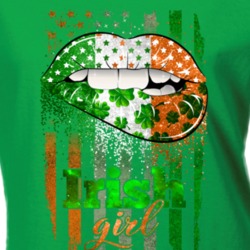 St Patricks Day Clover Leaf Irish Girl Dripping Lips Ladies T Shirt