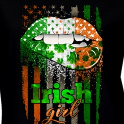 St Patrick's Day Clover Leaf Irish Girl Dripping Lips Ladies T Shirt