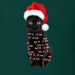 Black Cat Christmas Light Christmas T Shirt For Cat Lovers T Shirt