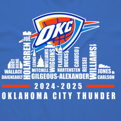 Okc Thunder Team Roster Tee, Cool Okc City Fan Apparel T Shirt