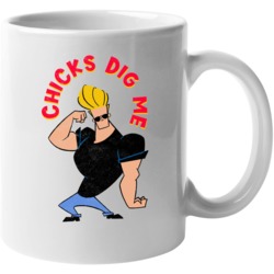 Chicks Dig Me Johnny Bravo Retro Vintage Worn Look Cartoon Fan Mug